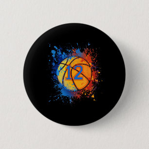 12 Years Old 12th Birthday Basketball Gift For Boy 6 Cm Round Badge