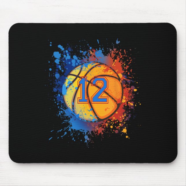 12 Years Old 12th Birthday Basketball Gift For Boy Mouse Mat (Front)