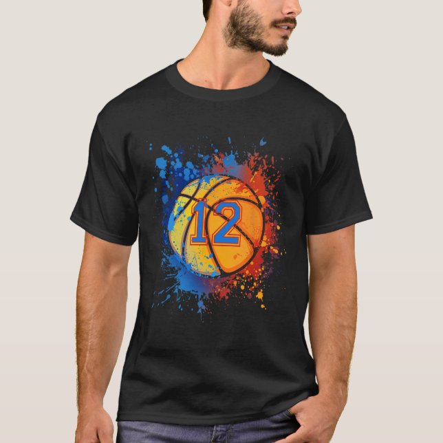 12 Years Old 12th Birthday Basketball Gift For Boy T-Shirt (Front)