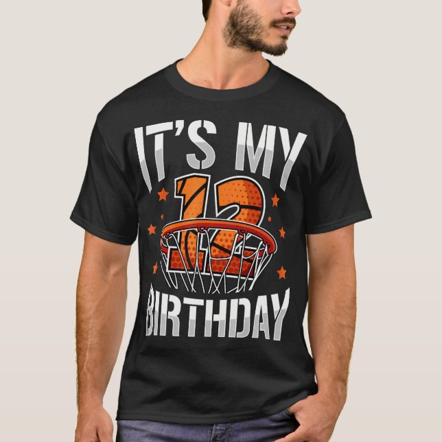 12 Years Old 12Th Birthday Basketball Party Boys K T-Shirt (Front)