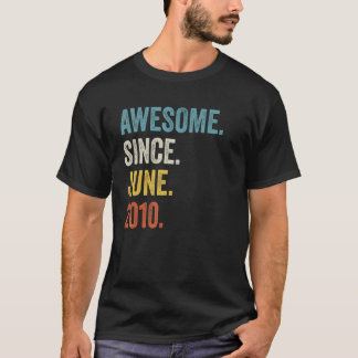 12 Years Old Awesome Since June 2010 12th Birthday T-Shirt