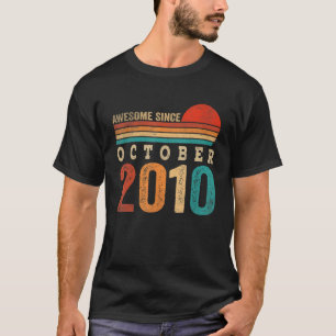 12 Years Old Awesome Since October 2010 12th Birth T-Shirt
