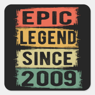 12 Years Old Bday 2009 Epic Legend 12th Birthday Square Sticker