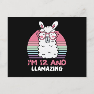 12 Years Old Bday Llamazing 12th Birthday Llama Postcard