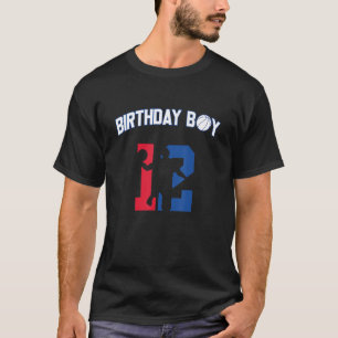 12 Years Old Birthday Boy Red And Blue Basketball T-Shirt