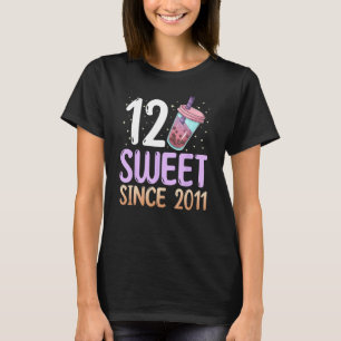 12 Years Old Birthday Bubble Milk Tea Boba Girl T-Shirt