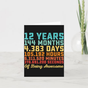 12 Years Old Birthday Quote Funny 12th B-Day Math Card