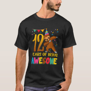 12 Years Old Birthday Sloth Dabbing 12th Birthday T-Shirt