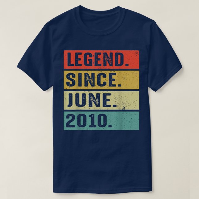 12 Years Old Legend Since June 2010 12th Birthday  T-Shirt (Design Front)