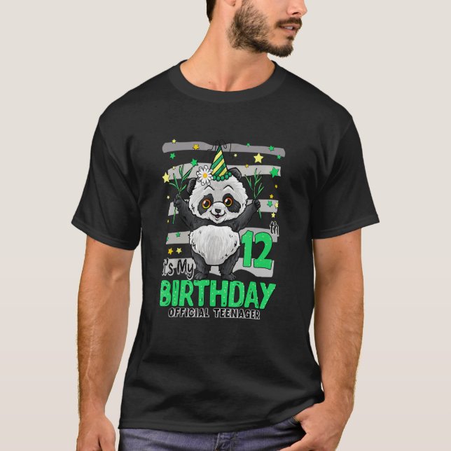 12 Years Old Panda It's My 12th Birthday T-Shirt (Front)