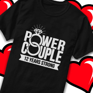 12 Years Strong Power Couple Cute 12th Anniversary T-Shirt