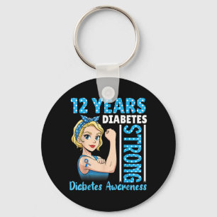 12 Years Strong Proud Diabetes Awareness Warrior Key Ring