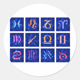 12 Zodiac signs and the constellations Classic Round Sticker
