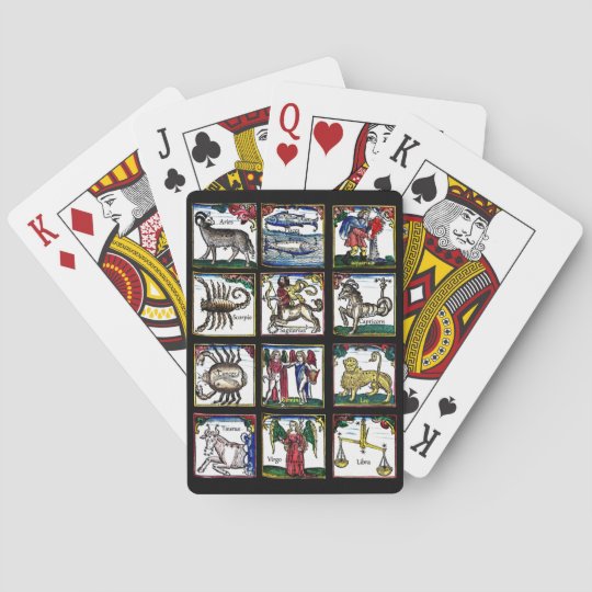 12 Zodiac Signs Birthday astrology symbols art Playing Cards Zazzle.co.uk