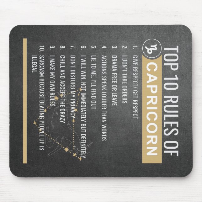 12 Zodiac Signs -Top 10 rules Mouse pads (Front)