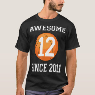 12th 12 eight years old happy birthday basketball  T-Shirt
