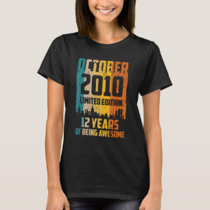 12th Birthday 12 Years Awesome Since October 2010 T-Shirt