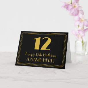 12th Birthday: Art Deco Inspired Look "12" + Name Card
