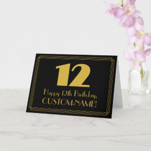12th Birthday: Art Deco Inspired Look "12" & Name Card