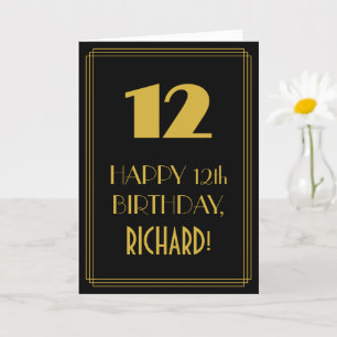 12th Birthday ~ Art Deco Inspired Look "12" & Name Card