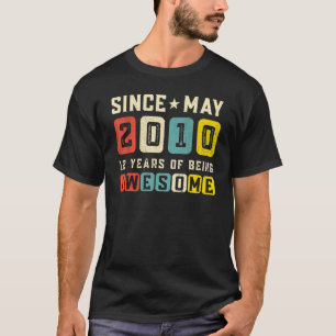12th Birthday Awesome Since May 2010 Vintage T-Shirt