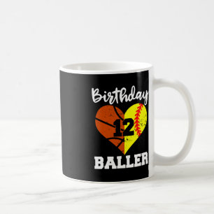 12th Birthday Baller Fun 12 Year Old Softball Bask Coffee Mug
