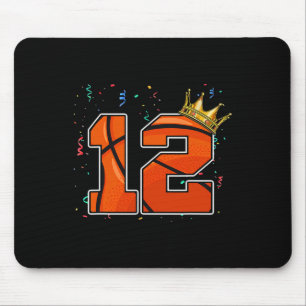 12th Birthday Basketball Big Number 12 Year Old Bo Mouse Mat