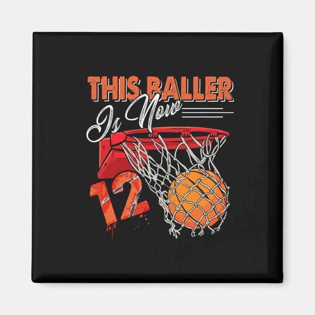 12th Birthday Basketball  Fun 12 Years Old Kids Gi Magnet (Front)