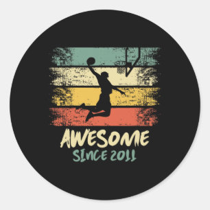 12th Birthday Basketball Player Awesome Since 2011 Classic Round Sticker