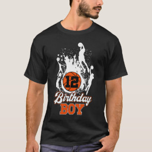 12th Birthday Basketball Theme Birthday Boy 12 Yrs T-Shirt