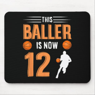 12th Birthday Basketball - This Baller Is Now 12 Mouse Mat