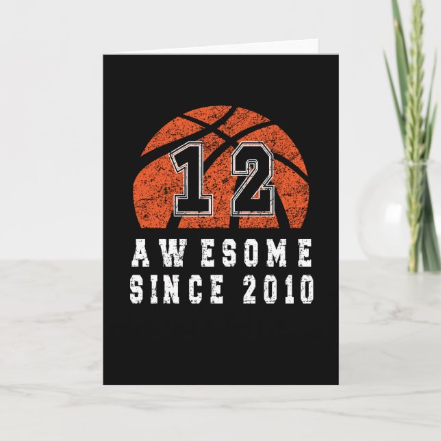 12th Birthday Born In 2010 Basketball Boy 12 Year Card (Front)