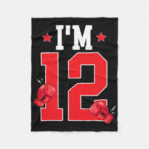 12th Birthday Boxing Twelve Year Old Boxer Birthda Fleece Blanket
