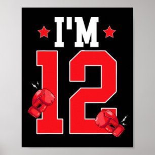 12th Birthday Boxing Twelve Year Old Boxer Birthda Poster