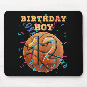 12th Birthday Boy 12 Years Old Basketball Players Mouse Mat