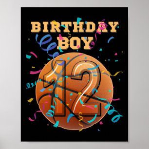 12th Birthday Boy 12 Years Old Sketll Players Team Poster