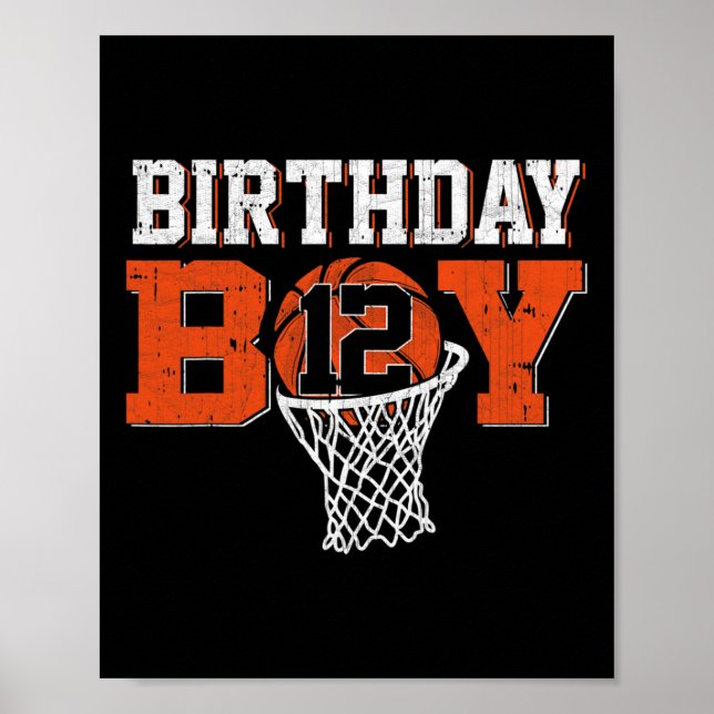 12th Birthday Boy Bysketbyll Lover 12 Years Old Bd Poster (Front)