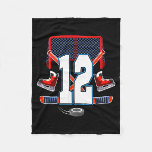 12th Birthday Boy Ice Hockey Theme 12 Year Old Fleece Blanket
