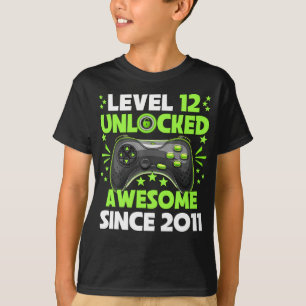 12th Birthday Boy Level 12 Unlocked Awesome 2011 T-Shirt