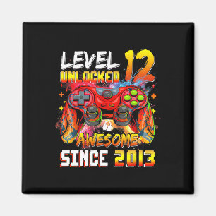 12th Birthday Boy Level 12 Unlocked Awesome 2013 V Magnet