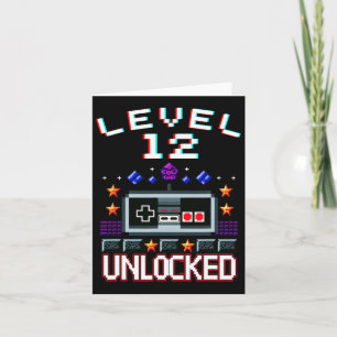 12th Birthday Boy Level 12 Unlocked Funny Video Ga Card