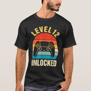 12th Birthday Boy Level 12 Unlocked Video Gamer 12 T-Shirt