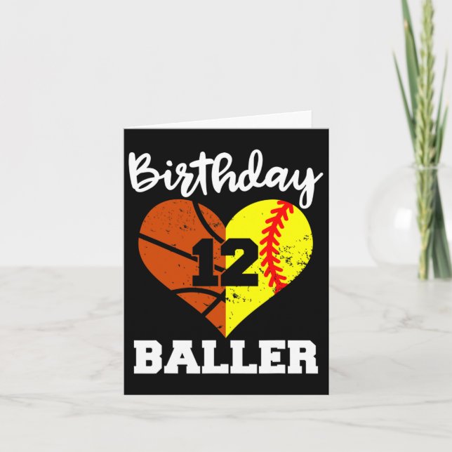 12th Birthday Byller Fun 12 Year Old Softbyll Bysk Card (Front)