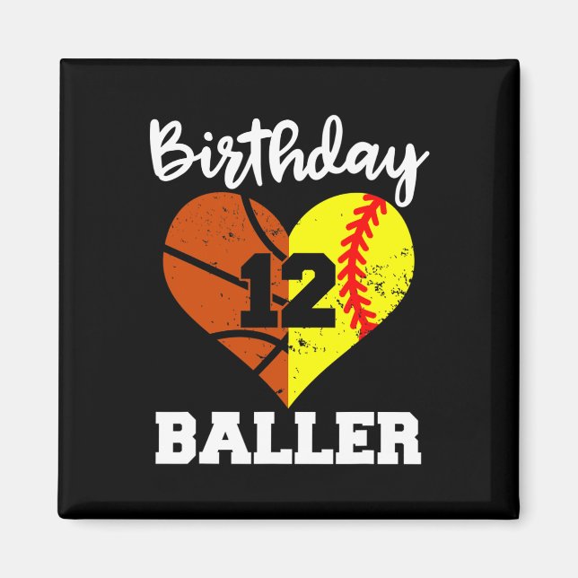 12th Birthday Byller Fun 12 Year Old Softbyll Bysk Magnet (Front)