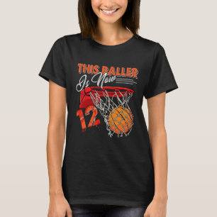 12th Birthday Bysketbyll Fun 12 Years Old Kids Gif T-Shirt