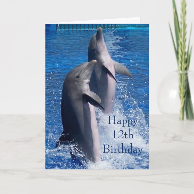 12th Birthday Card Dolphins (Front)