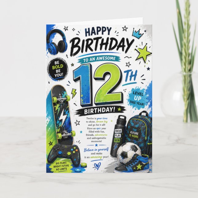 12th Birthday Card for Boys (Front)