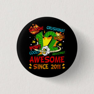 12th Birthday Comic Style Awesome Since 2011 12 Ye 3 Cm Round Badge