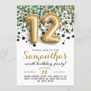 12th Birthday Confetti Invitation