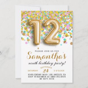 12th Birthday Confetti Invitation
